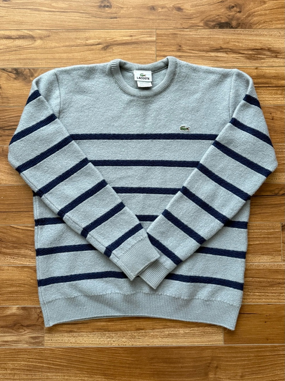 Vintage Lacoste Made in France Wool Blend Striped Crewneck Sweater Size 5